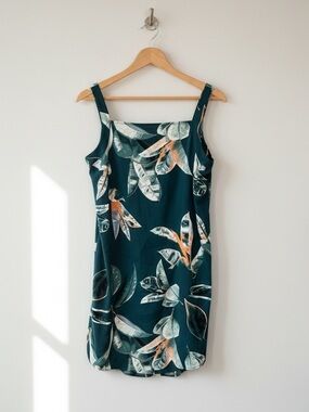 FIG Clothing Lanikai Tropical Leaf Print Recycled Fabric Mini Dress Size M